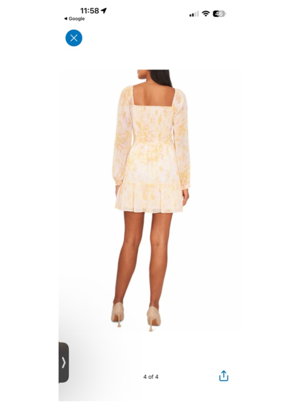 1.State Blouson Sleeve Square Neck Floral Smocked Dress Sz M NWT - Picture 3 of 3